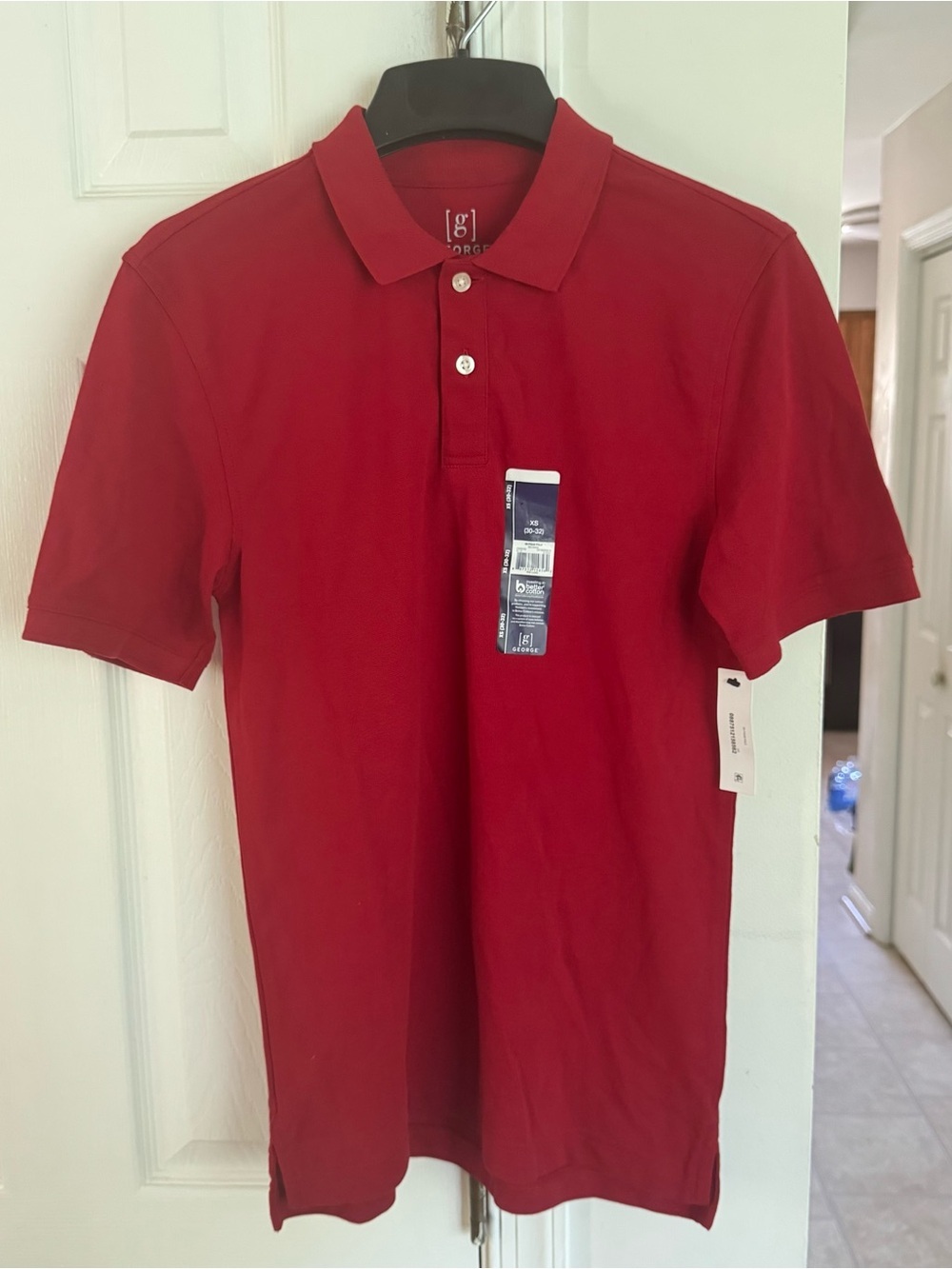 George Men GE Pique Polo Shirt XS 30-32 Red Mark Cotton Spandex NWT